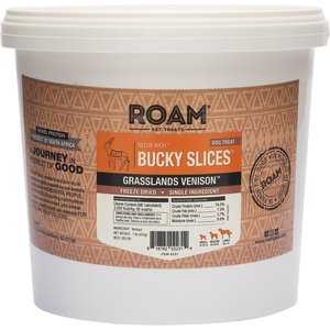Roam Bucky Slices Grassland Venison Freeze-Dried Dog Treats, 1-lb tub