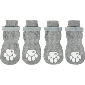Frisco Non-Skid Cable Knit Dog Socks, Marled Gray, Size 1