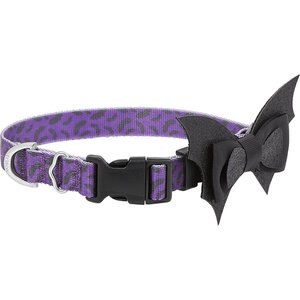 Frisco Purple Bat Wing Dog Collar with Wings, Small