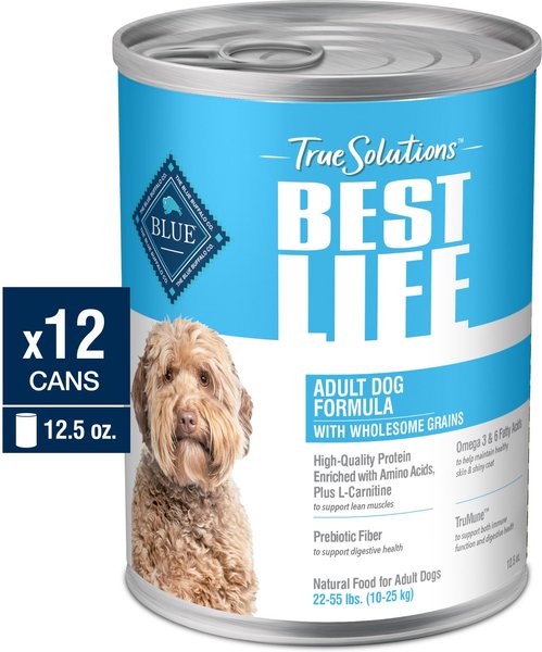 Blue Buffalo True Solutions Best Life Wholesome Grains Medium Breed Adult Wet Dog Food, 12.5-oz can, case of 12 slide 1 of 9
