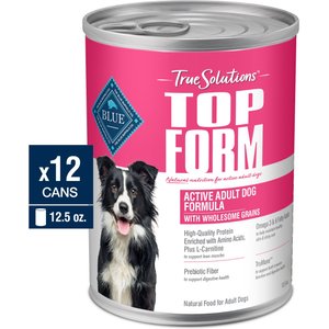 Blue Buffalo True Solutions Top Form Active Breed Wholesome Grains Adult Wet Dog Food, 12.5-oz can, case of 12