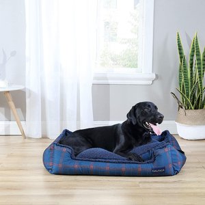 Nautica Pet Plaid Dog Bed, Navy & Red, Large