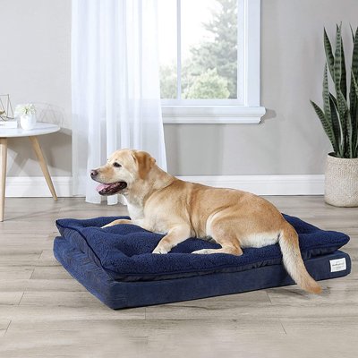 Weatherproof Pet Pillowtop Dog Bed, Navy, slide 1 of 1