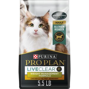 Purina Pro Plan LIVECLEAR Adult Weight Management Formula Dry Cat Food, 5.5-lb bag