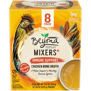 Purina Beyond Mixers+ Immune Support Chicken Bone Broth Natural Wet Cat Food, 1.55-oz pouch, case of 8