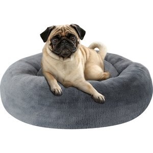 Petlibro Comfortable Cuddler Round Cat & Dog Bed, Grey, Small