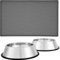Frisco Silicone Food Mat, Gray, Medium & Frisco Stainless Steel Dog & Cat Bowl, 4.75-cup, 2 count