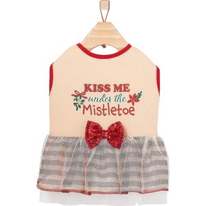 Frisco Kiss Me Under the Mistletoe Dog & Cat Dress, Medium