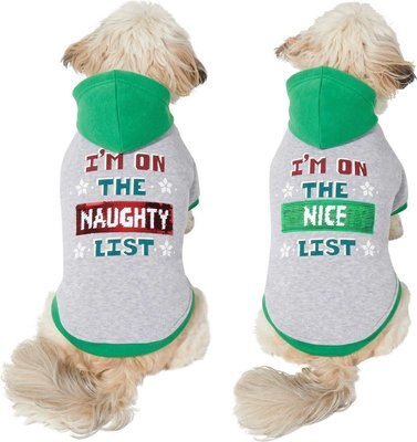 Frisco Flip Sequin Naughty/Nice List Dog & Cat Hoodie, slide 1 of 1