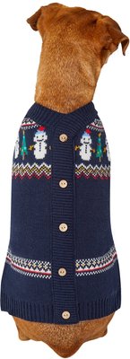 Frisco Jolly Snowman Dog & Cat Faux Cardigan Sweater, slide 1 of 1