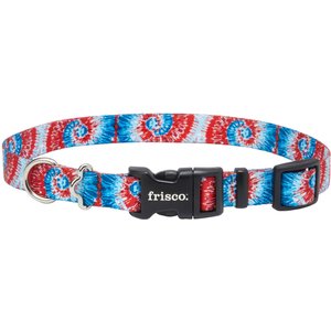 Frisco Blue Tye Dye Dog Collar, Medium: 14 to 20-in Neck, 3/4-in Wide