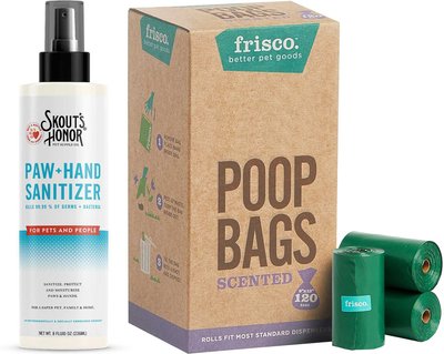 Skout's Honor Hand Sanitizer Topical Pet Spray, 8-oz bottle & Frisco Refill Dog Poop Bags, Scented, 120 count, slide 1 of 1