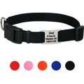 GoTags Adjustable Nameplate Personalized Dog Collar, Black, Medium