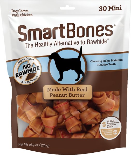SmartBones Peanut Butter Mini Chews Dog Treats, 30 count slide 1 of 7