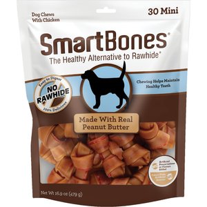 SmartBones Peanut Butter Mini Chews Dog Treats, 30 count