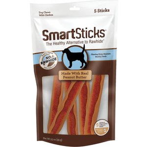 SmartBones SmartSticks Peanut Butter Dog Treats, 5 count
