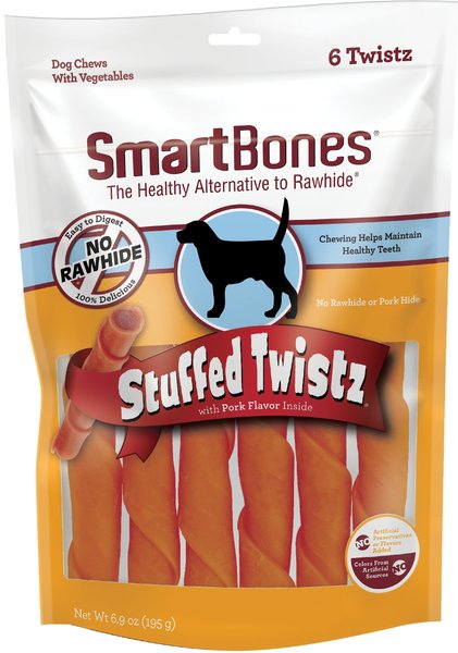 SmartBones Stuffed Twistz Pork Flavor Dog Treats, 6 count slide 1 of 7