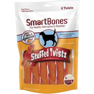 SmartBones Stuffed Twistz Pork Flavor Dog Treats, 6 count