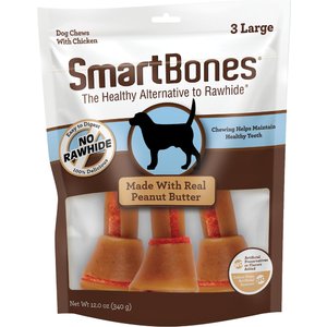 SmartBones Peanut Butter Large Chews Dog Treats, 3 count