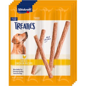 Vitakraft Treaties No Rawhide Chew Sticks Soft Jerky Dog Treats, 16 count