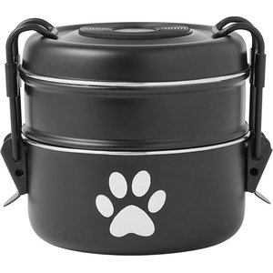 Frisco Complete Travel Stainless Steel Dog & Cat Feeder Bowl, Black, Small