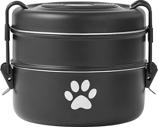 Frisco Complete Travel Stainless Steel Dog & Cat Feeder Bowl, Black, Large slide 1 of 8