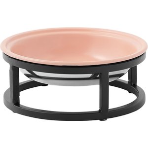 Frisco Paw Print Elevated Stainless Steel Dog & Cat Bowl, Peach, 1 Cup