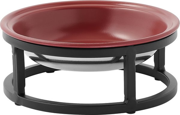 Frisco Paw Print Elevated Stainless Steel Dog & Cat Bowl, Maroon Red, 1 Cup slide 1 of 8