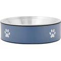 Frisco Paw Print Non-Skid Stainless Steel Dog & Cat Bowl, Blueberry, 5.5 Cups