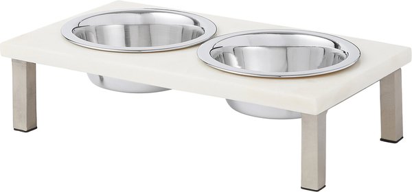 Frisco Marble Stainless Steel Double Elevated Dog & Cat Bowls, Chrome Finish, 2 Cups slide 1 of 7
