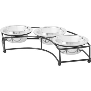 Frisco Curved Triple Feeder Stainless Steel Dog & Cat Bowl, 1 Cup