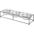 Frisco Straight Triple Feeder Stainless Steel Dog & Cat Bowl, 4 Cups