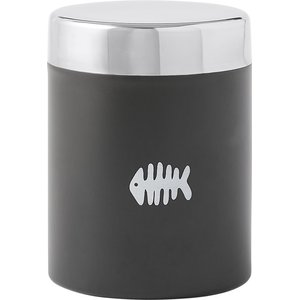 Frisco Fish Bone Print Stainless Steel Storage Canister, Black, 3.5 Cups