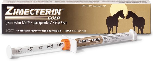 Zimecterin Gold (Ivermectin & Praziquantel) Paste Horse Dewormer, 0.26-oz syringe, 1 count slide 1 of 7
