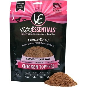 Vital Essentials Chicken Freeze-Dried Raw Grain-Free Dog & Cat Food Topper, 6-oz bag