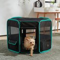 Frisco Soft-Sided Dog & Cat Exercise Playpen, Black/Teal, 36-in