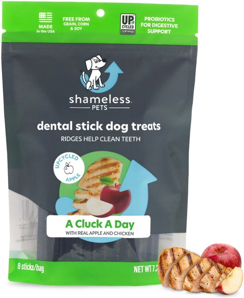 Shameless Pets A Cluck A Day Chicken & Apple Flavor Dental Dog Treats, 8 count slide 1 of 7