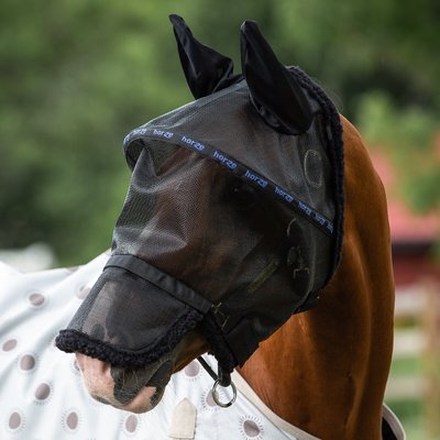 Horze Wire-Framed Horse Fly Mask with Gap, Black, slide 1 of 1