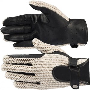 Horze Crochet Horse Riding Gloves, Black/Off-White, 10