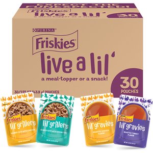 Friskies Lil' Gravies & Lil' Grillers Variety Pack Wet Cat Food Complement, 1.55-oz pouch, case of 30