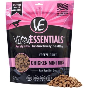 Vital Essentials Chicken Mini Nibs Grain-Free Freeze-Dried Dog Food, 1-lb bag