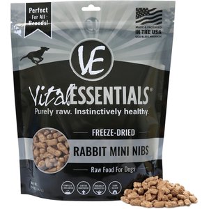 Vital Essentials Rabbit Mini Nibs Grain-Free Freeze-Dried Dog Food, 14-oz bag