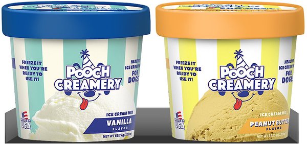 Pooch Creamery Ice Cream Mix Twin Pack Peanut Butter & Vanilla Flavor Lickable Dog Treats, 2.3-oz tub, pack of 2 slide 1 of 3