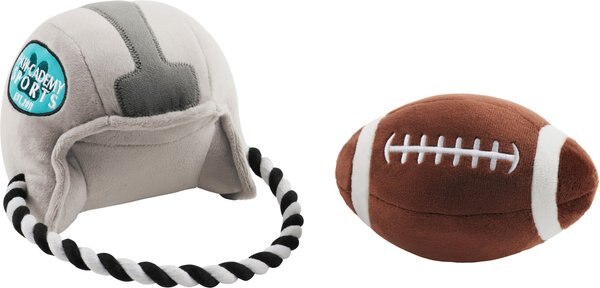 Frisco Football & Helmet Plush & Rope Squeaky Dog Toy, 2 count slide 1 of 4