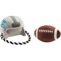 Frisco Football & Helmet Plush & Rope Squeaky Dog Toy, 2 count