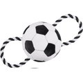 Frisco Soccer Ball Plush with Rope Squeaky Dog Toy