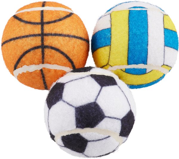 Frisco Sports Balls Fetch Squeaky Tennis Ball Dog Toy, 3 count slide 1 of 4