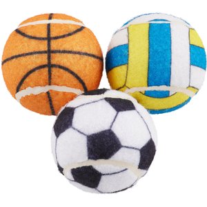 Frisco Sports Balls Fetch Squeaky Tennis Ball Dog Toy, 3 count