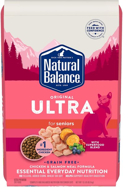 Natural Balance Original Ultra Senior Chicken & Salmon Meal Dry Cat Food, 15-lb bag slide 1 of 8