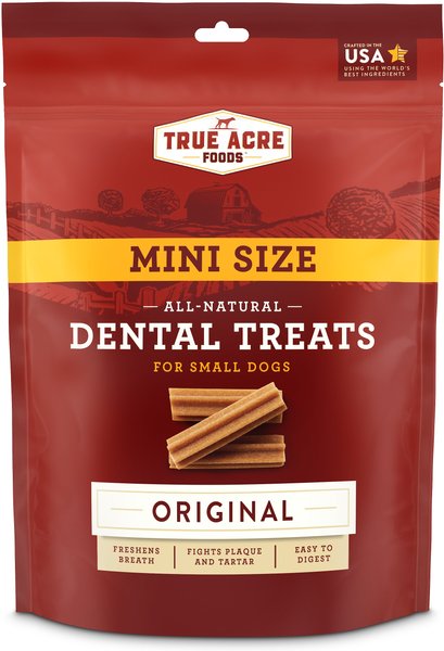 True Acre Foods All-Natural Dental Chew Sticks Mini Original Flavor Dental Dog Treats, 58 count slide 1 of 7